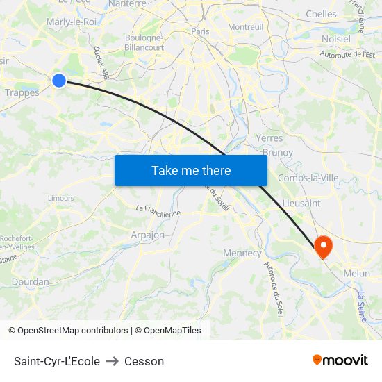 Saint-Cyr-L'Ecole to Cesson map