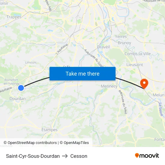 Saint-Cyr-Sous-Dourdan to Cesson map