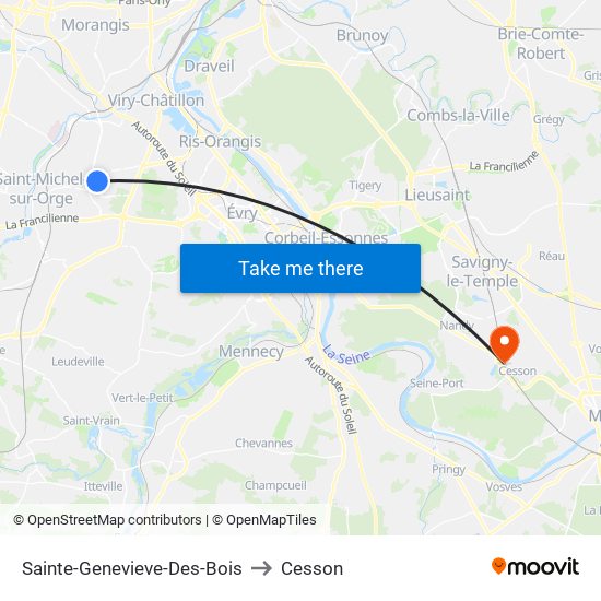 Sainte-Genevieve-Des-Bois to Cesson map
