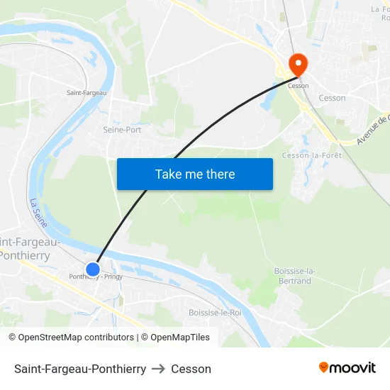 Saint-Fargeau-Ponthierry to Cesson map