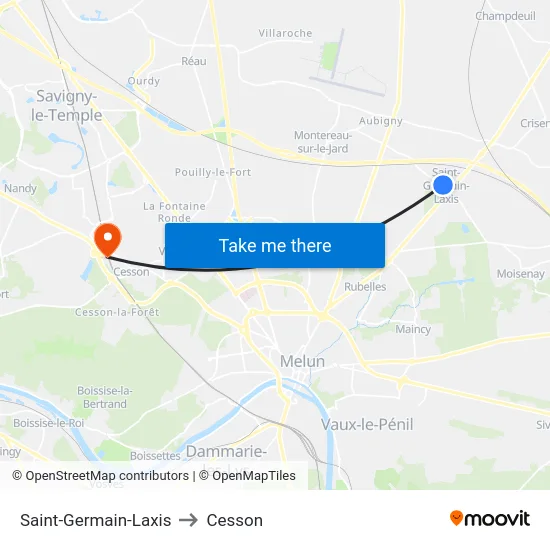 Saint-Germain-Laxis to Cesson map