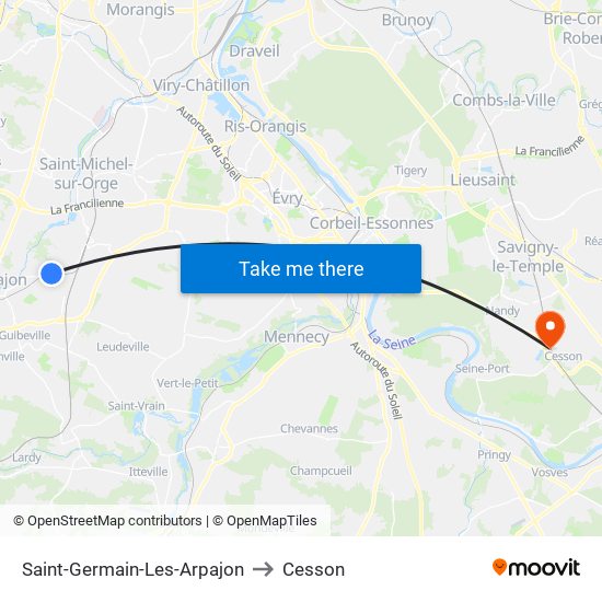 Saint-Germain-Les-Arpajon to Cesson map