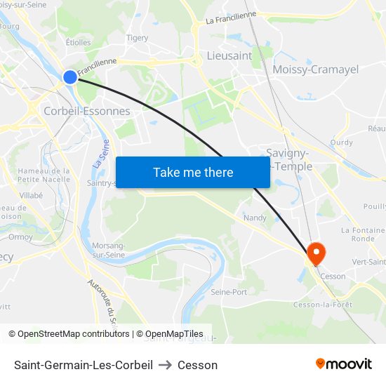 Saint-Germain-Les-Corbeil to Cesson map