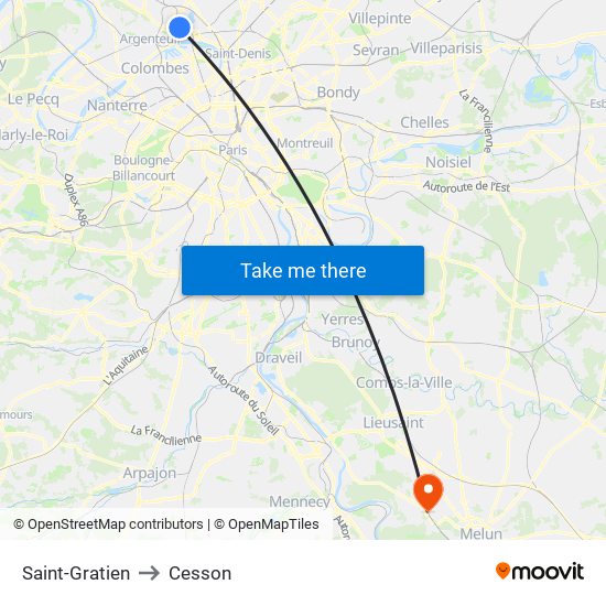 Saint-Gratien to Cesson map