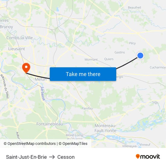 Saint-Just-En-Brie to Cesson map