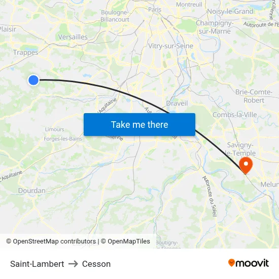 Saint-Lambert to Cesson map