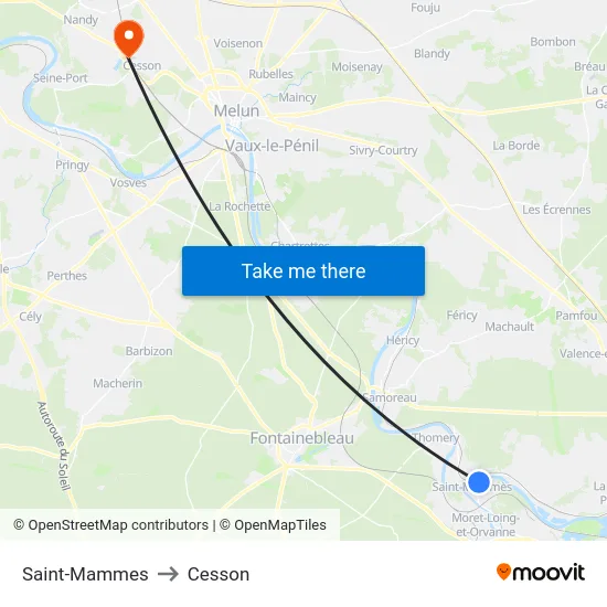 Saint-Mammes to Cesson map