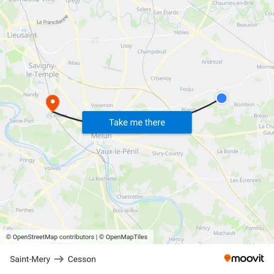 Saint-Mery to Cesson map