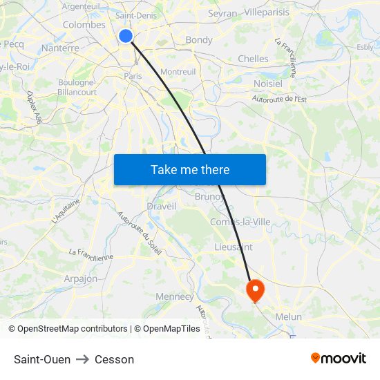 Saint-Ouen to Cesson map