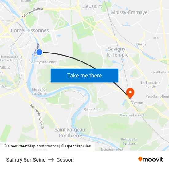 Saintry-Sur-Seine to Cesson map