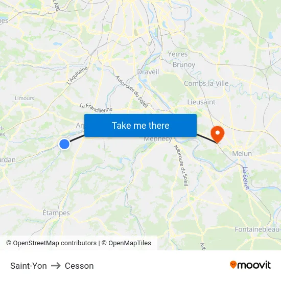 Saint-Yon to Cesson map