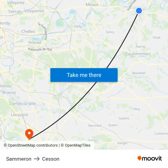 Sammeron to Cesson map