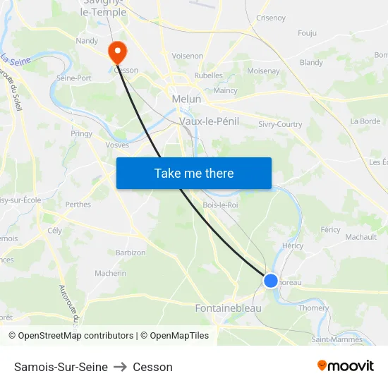 Samois-Sur-Seine to Cesson map