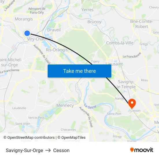 Savigny-Sur-Orge to Cesson map