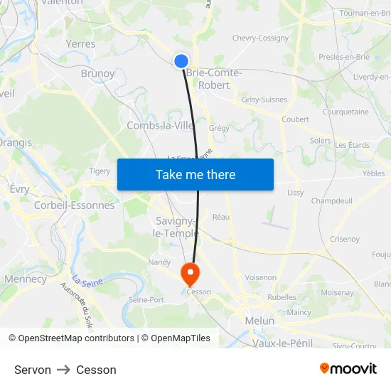 Servon to Cesson map