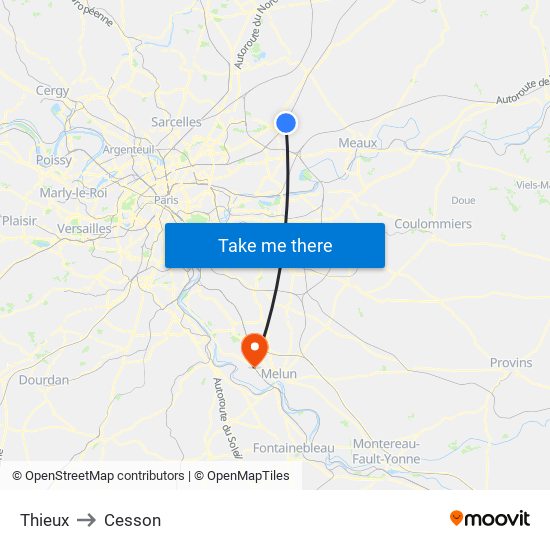 Thieux to Cesson map