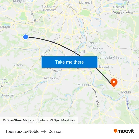 Toussus-Le-Noble to Cesson map