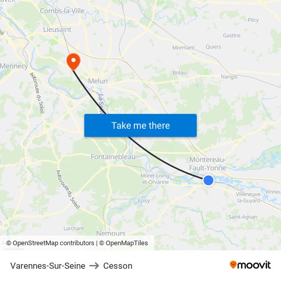 Varennes-Sur-Seine to Cesson map
