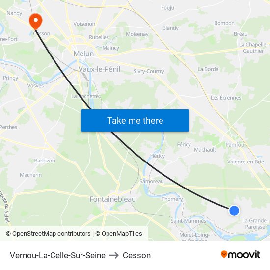 Vernou-La-Celle-Sur-Seine to Cesson map