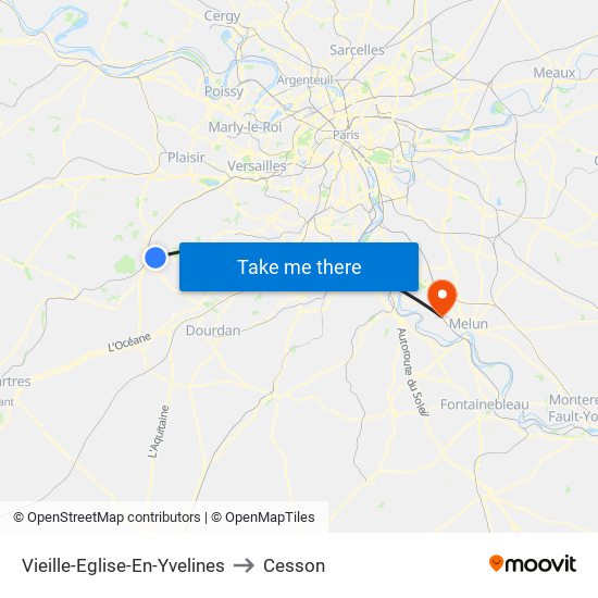 Vieille-Eglise-En-Yvelines to Cesson map