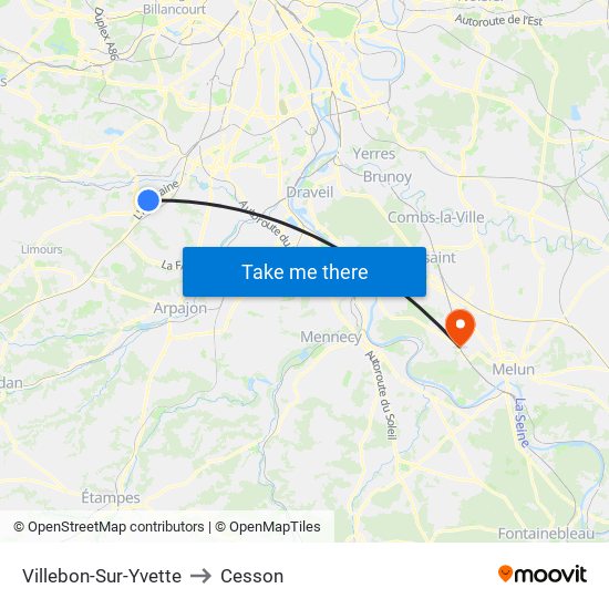 Villebon-Sur-Yvette to Cesson map