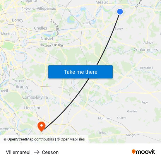 Villemareuil to Cesson map