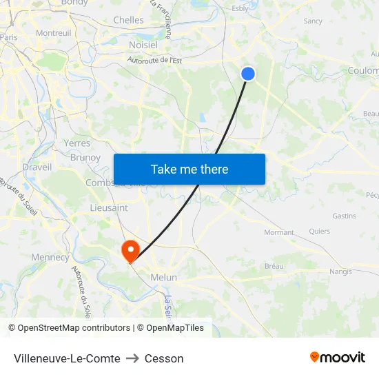 Villeneuve-Le-Comte to Cesson map