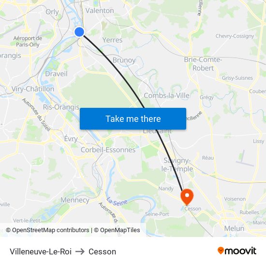 Villeneuve-Le-Roi to Cesson map