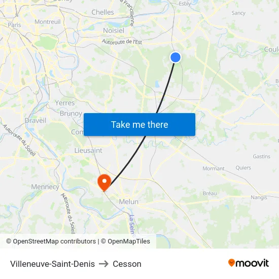Villeneuve-Saint-Denis to Cesson map