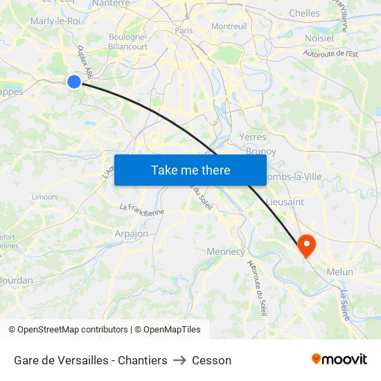 Gare de Versailles - Chantiers to Cesson map
