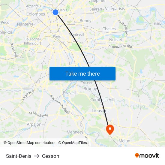 Saint-Denis to Cesson map
