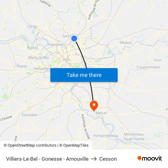Villiers-Le-Bel - Gonesse - Arnouville to Cesson map