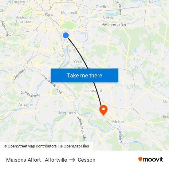 Maisons-Alfort - Alfortville to Cesson map