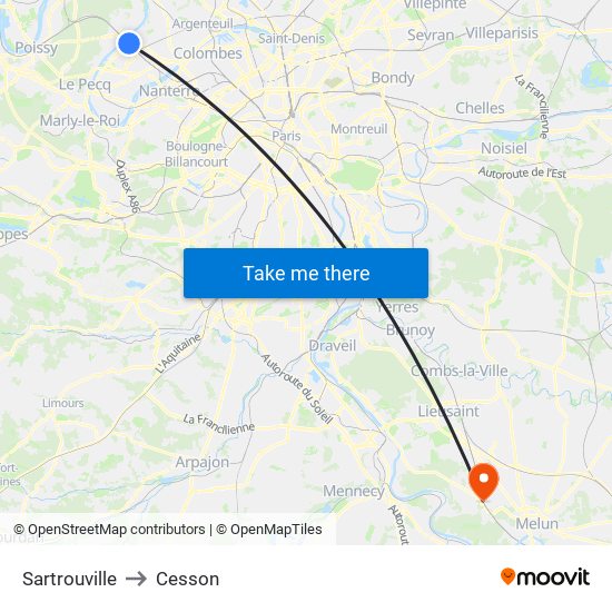 Sartrouville to Cesson map