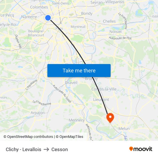 Clichy - Levallois to Cesson map