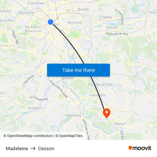 Madeleine to Cesson map