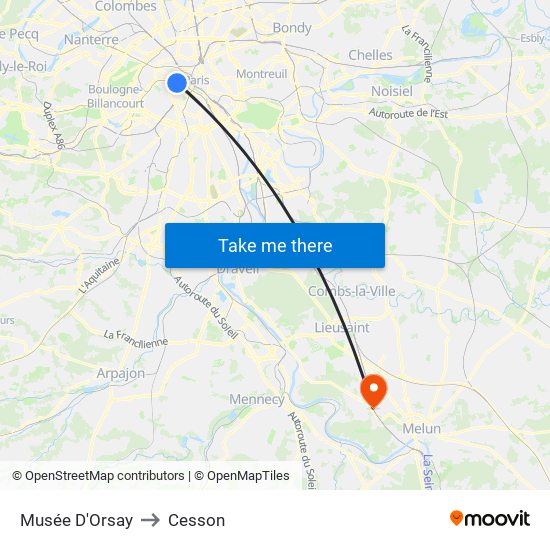 Musée D'Orsay to Cesson map