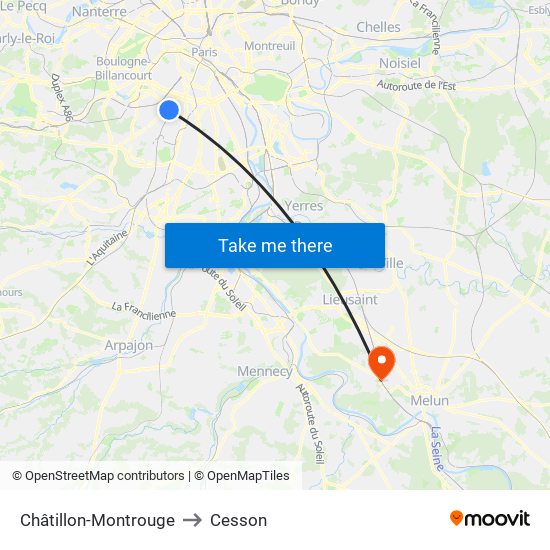 Châtillon-Montrouge to Cesson map