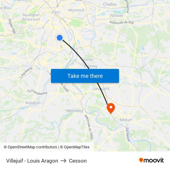 Villejuif - Louis Aragon to Cesson map