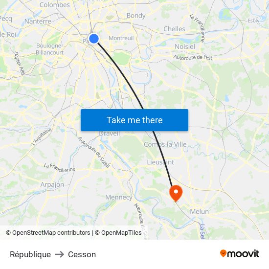 République to Cesson map