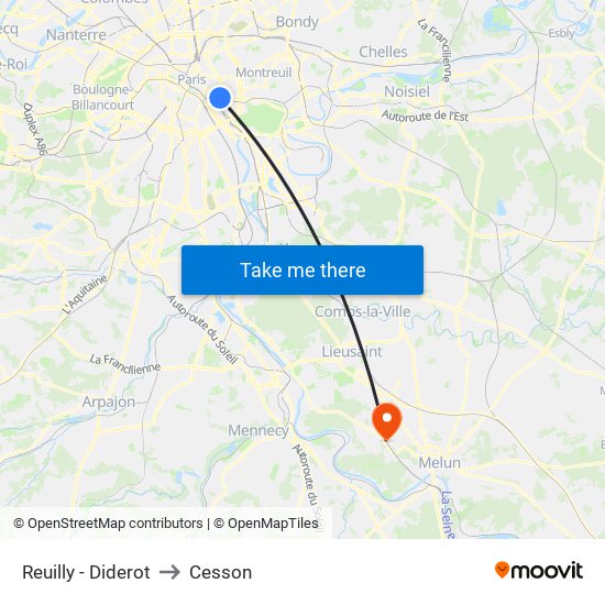 Reuilly - Diderot to Cesson map