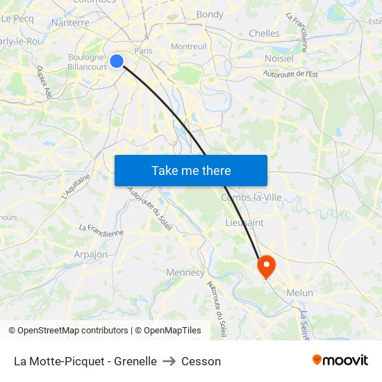 La Motte-Picquet - Grenelle to Cesson map