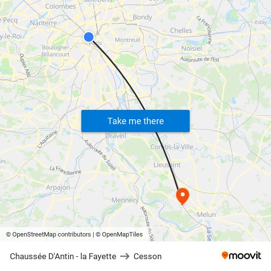 Chaussée D'Antin - la Fayette to Cesson map