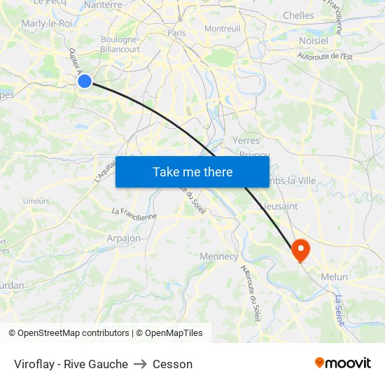 Viroflay - Rive Gauche to Cesson map