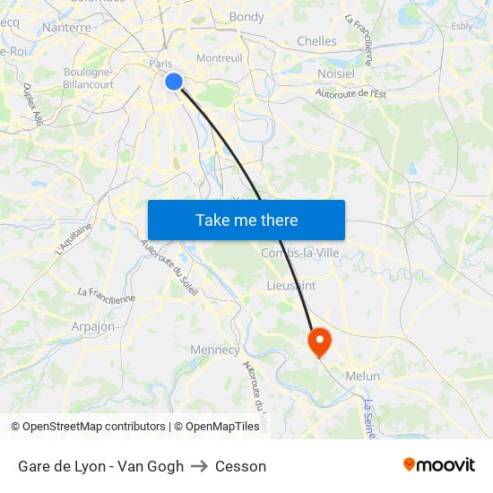 Gare de Lyon - Van Gogh to Cesson map