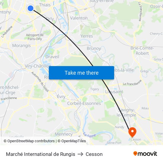 Marché International de Rungis to Cesson map