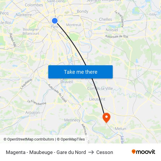 Magenta - Maubeuge - Gare du Nord to Cesson map
