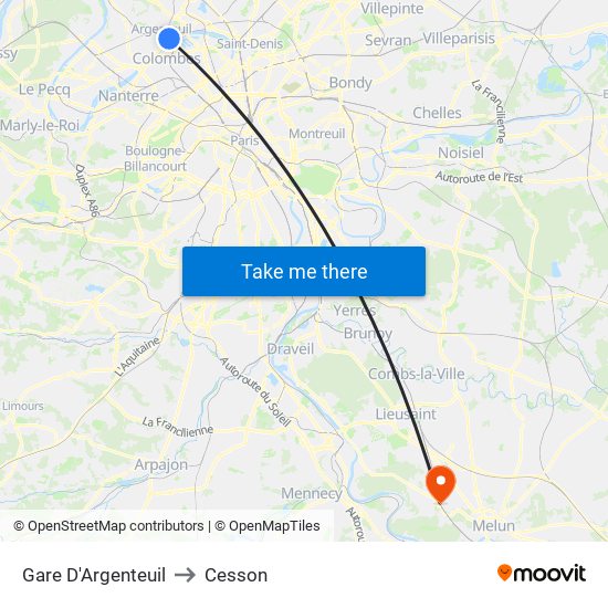 Gare D'Argenteuil to Cesson map