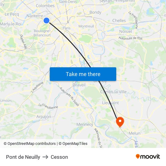 Pont de Neuilly to Cesson map