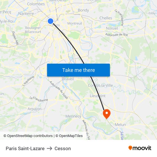 Paris Saint-Lazare to Cesson map